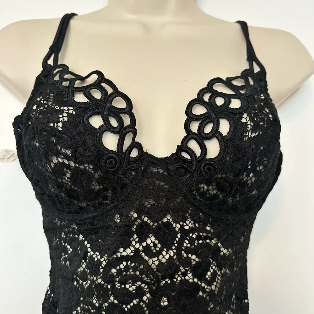 La Perla Documented collectors Black Lace Bodysuit with Fishnet Hosiery